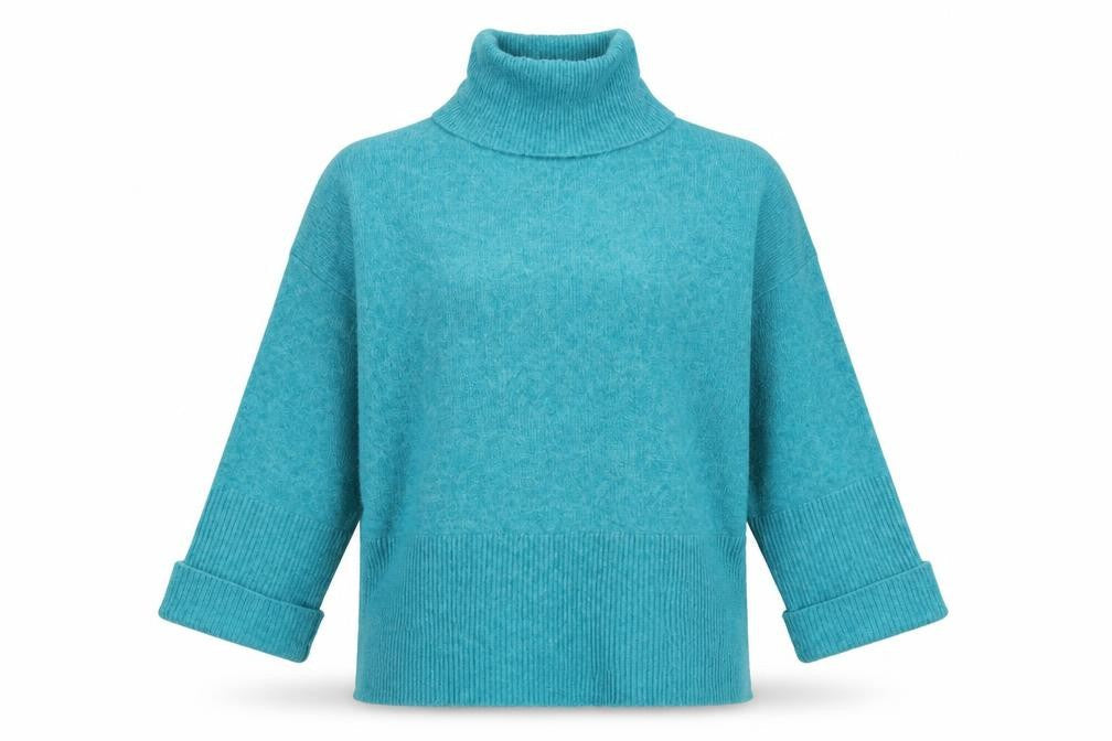 Klass Women's Blue Roll Neck Pullover Jumper Size S