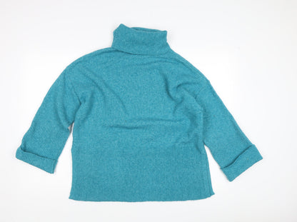 Back view of Klass Women's Blue Roll Neck jumper, size S