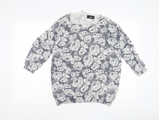 Wallis Women's Blue Floral Pullover Jumper M