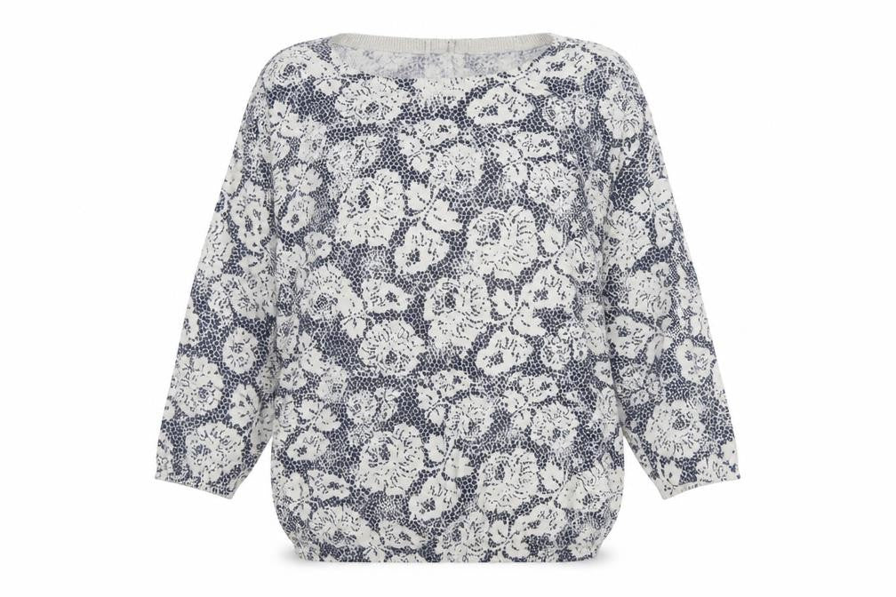 Wallis Women's Blue Floral Pullover Jumper M