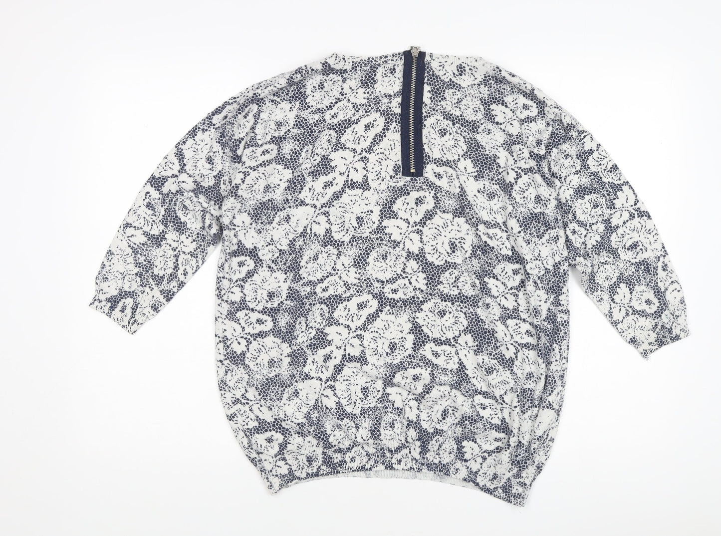Wallis Women's Blue Floral Pullover Jumper M