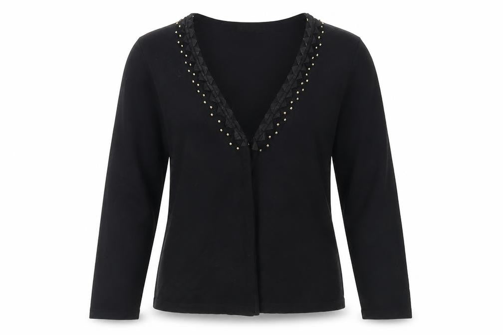 Frank Saul Women's Black Studded Cardigan M
