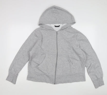Preloved Grey Women's Full Zip Hoodie - Size Regular, Casual Comfort - Front