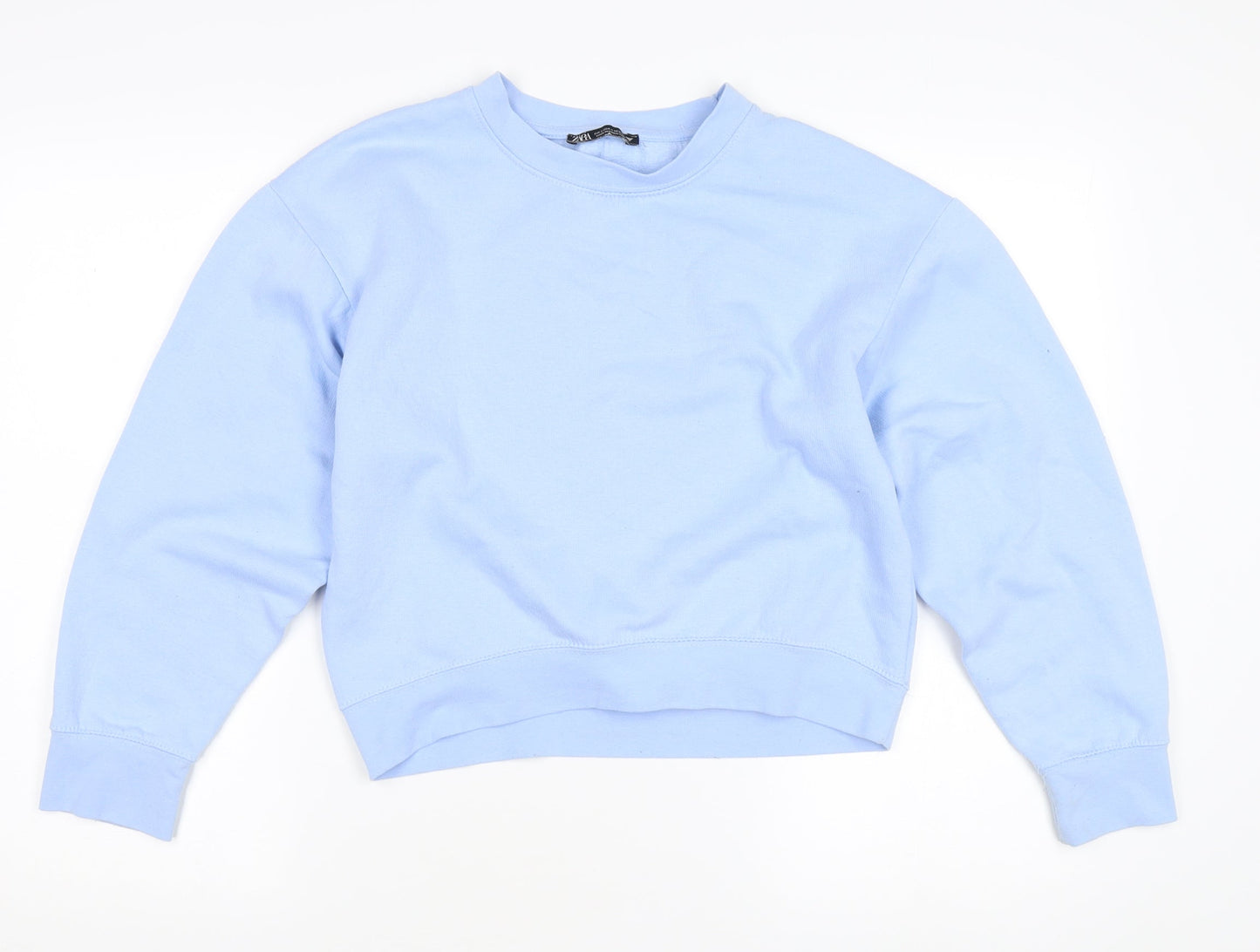 Zara Women's Blue Pullover Sweatshirt Size S