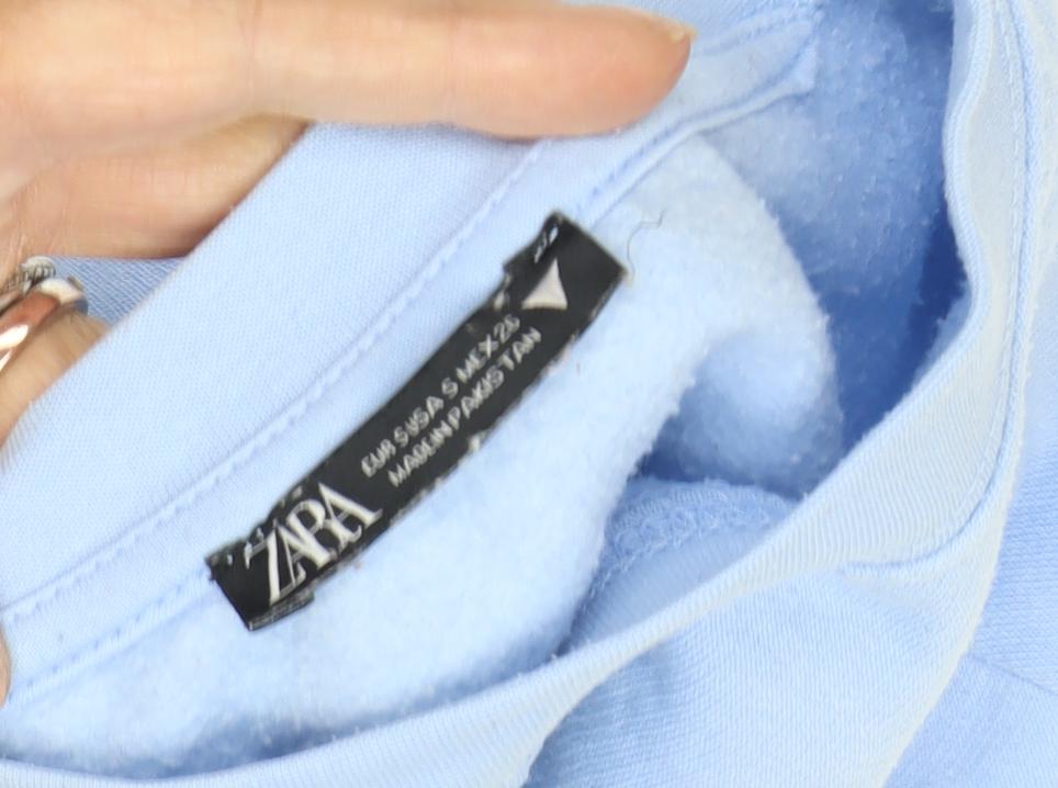 Zara Women's Blue Pullover Sweatshirt Size S