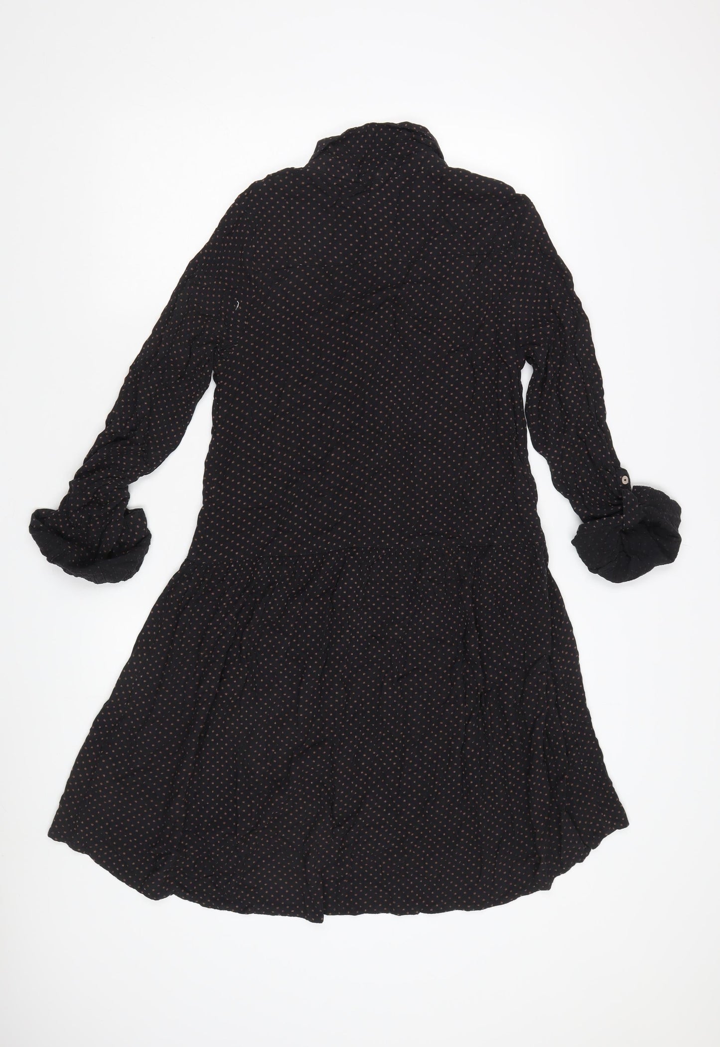 Fat Face Women's Black Shirt Dress, Size 6, Polka Dot