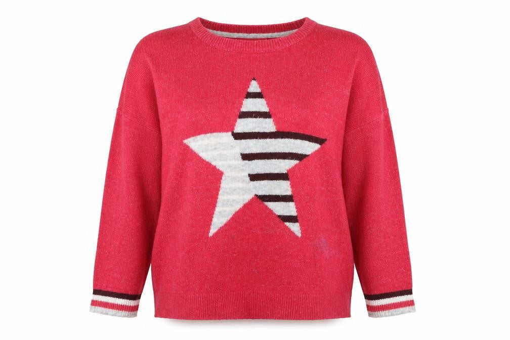 Next Women's Red Star Jumper - Size L - Wool Blend
