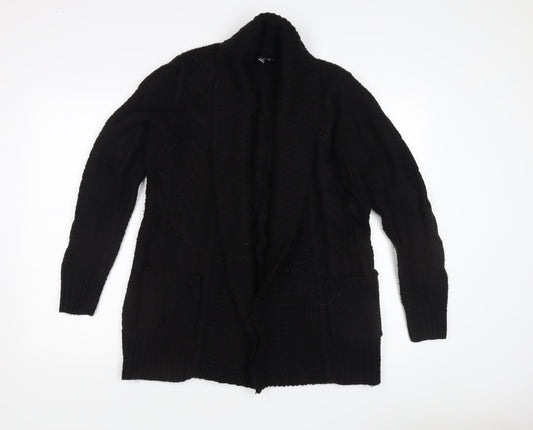New Look Women's Black Cable Open Front Cardigan Small