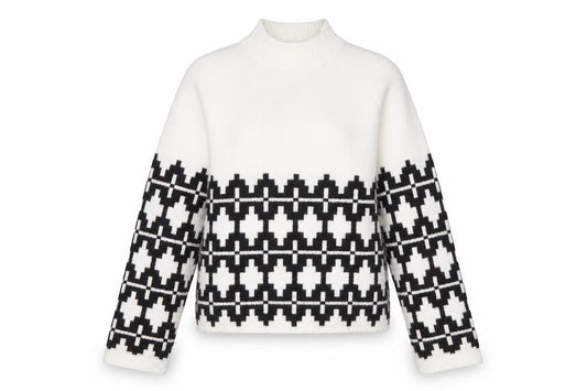 Divided Women's White Geometric Pullover Jumper, S