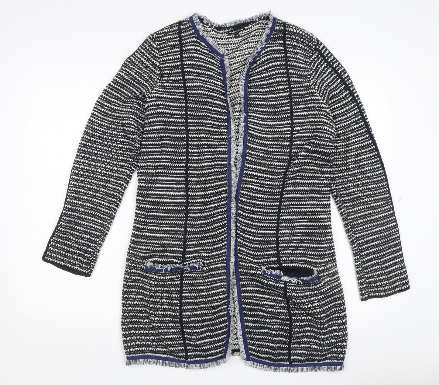 Warehouse Women's Black Striped Cardigan, M