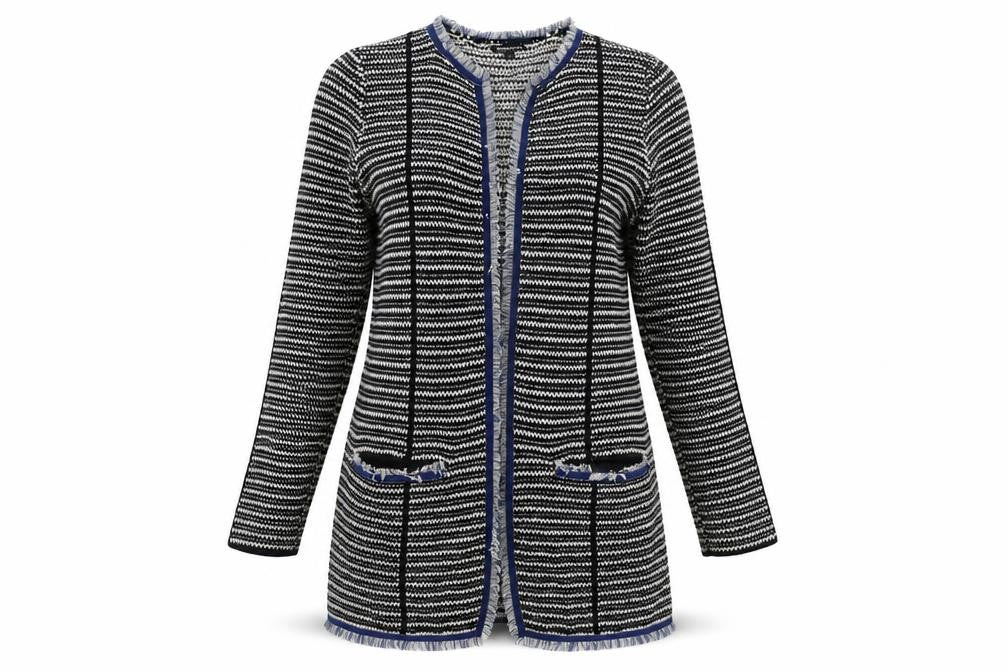 Warehouse Women's Black Striped Cardigan, M