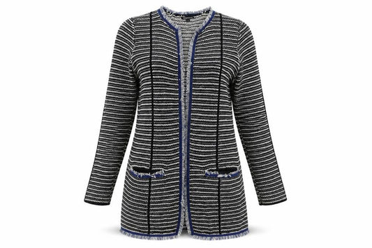 Warehouse Women's Black Striped Cardigan, M