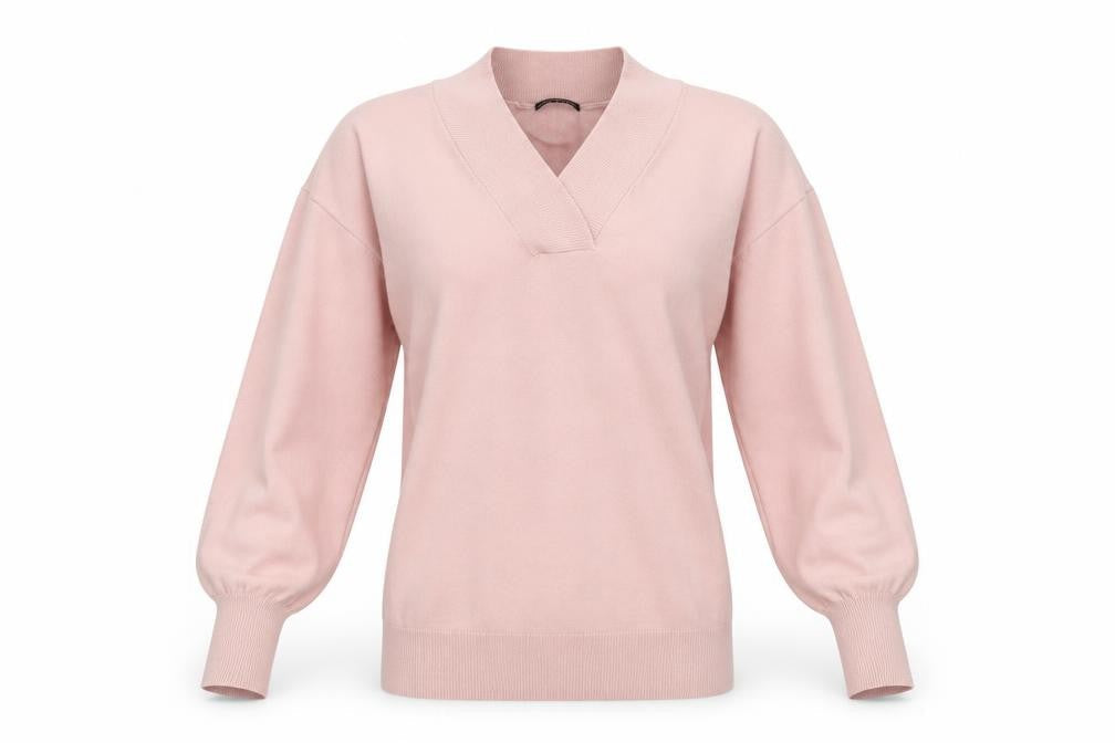 Roman Women's Pink V-Neck Pullover Jumper Size 12