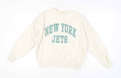 H&M Women's Beige NY Jets Pullover Sweatshirt Size 6