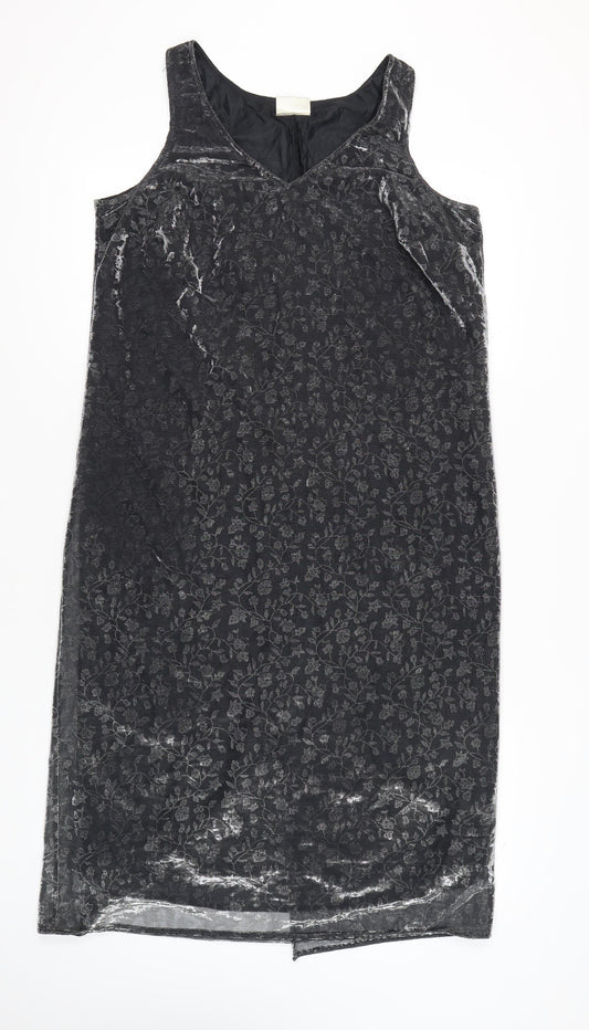 Essence Women's Black Floral Velvet Sheath Dress Size 18