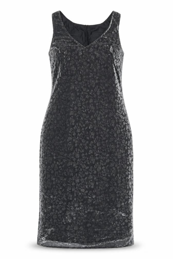 Essence Women's Black Floral Velvet Sheath Dress Size 18