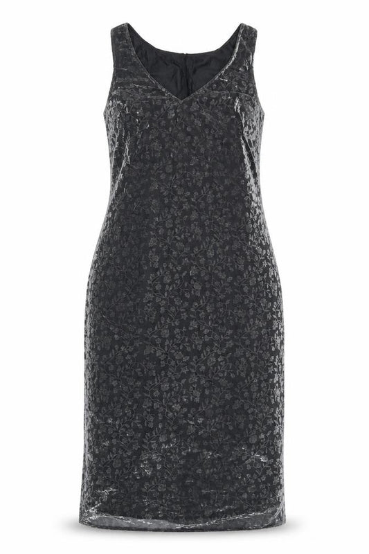 Essence Women's Black Floral Velvet Sheath Dress Size 18