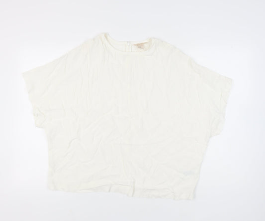 H&M Women's White Viscose Top Size 10