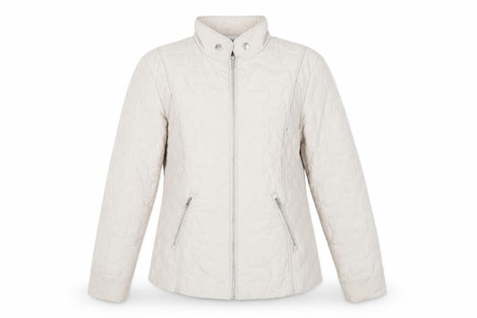 Front view of Classics Women's Beige Quilted Jacket, size 12, Regular