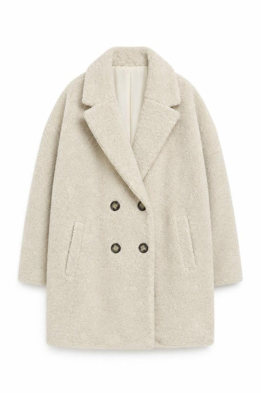 Front view of Primark Women's Beige Long Overcoat, size L