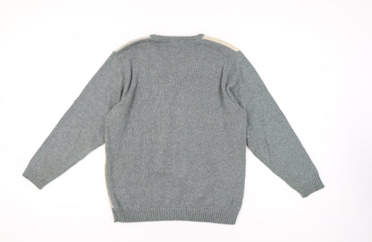 Back view of Essentials Men's Multicoloured V-Neck Pullover, Small