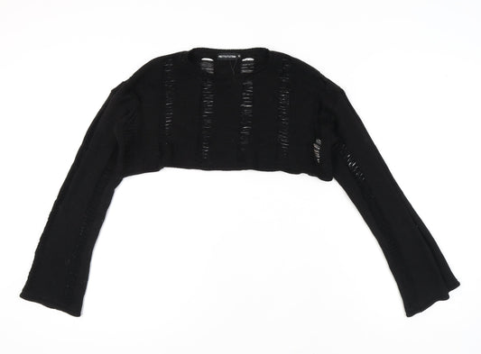 PrettyLittleThing Women's Black Open Knit Pullover M