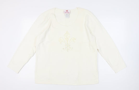 Quacker Factory Women’s Ivory Pullover Jumper L