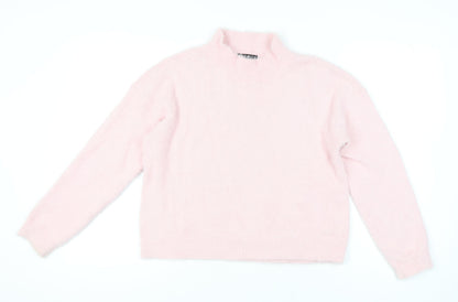 Additional front view of Select Women's Pink Mock Neck jumper - L