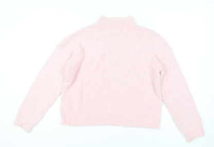 Back view of Select Women's Pink Mock Neck jumper - L