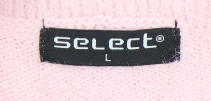 Close-up detail of Select Women's Pink Mock Neck jumper - L