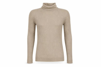 Front view of Topman Men's Beige Roll Neck Pullover M