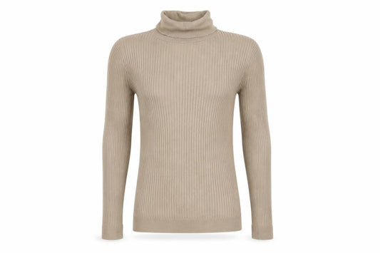 Front view of Topman Men's Beige Roll Neck Pullover M