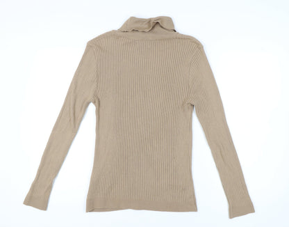 Back view of Topman Men's Beige Roll Neck Pullover M