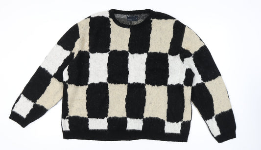 ASOS Black Check Crew Neck Pullover Jumper M