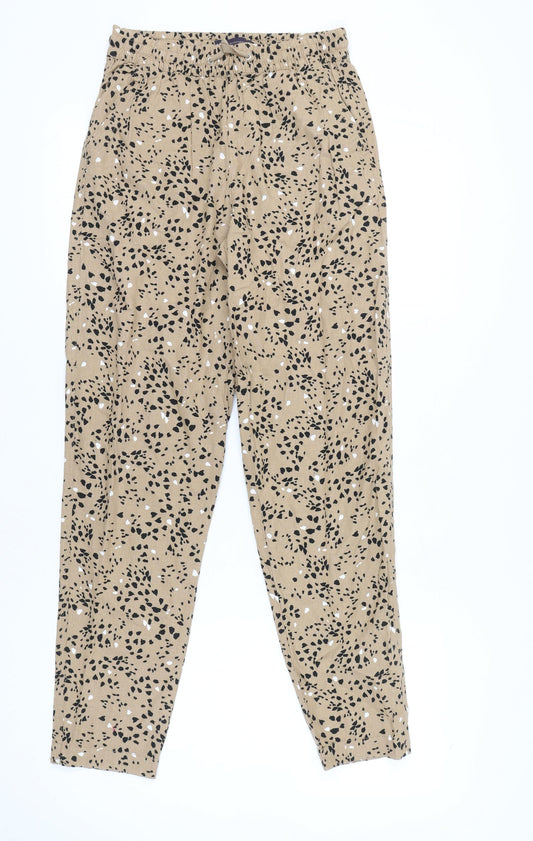 Marks and Spencer Beige Animal Print Trousers, Size 8, Women