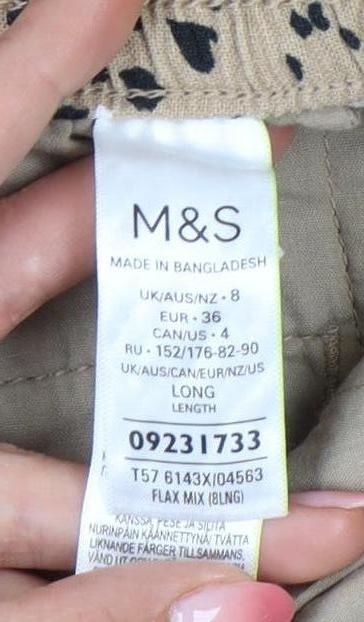 Marks and Spencer Beige Animal Print Trousers, Size 8, Women
