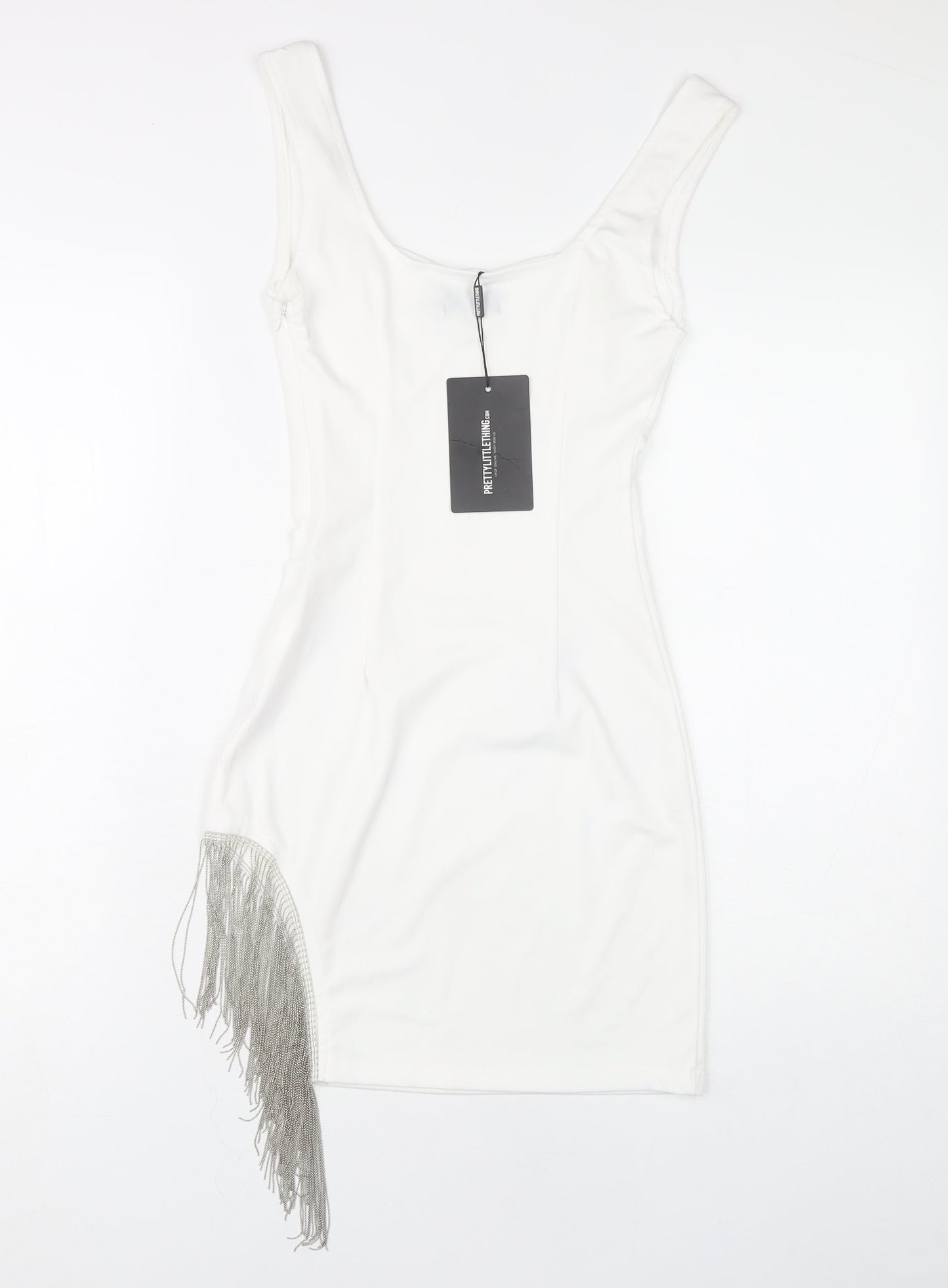PrettyLittleThing Women's White Bodycon Dress, Size 6