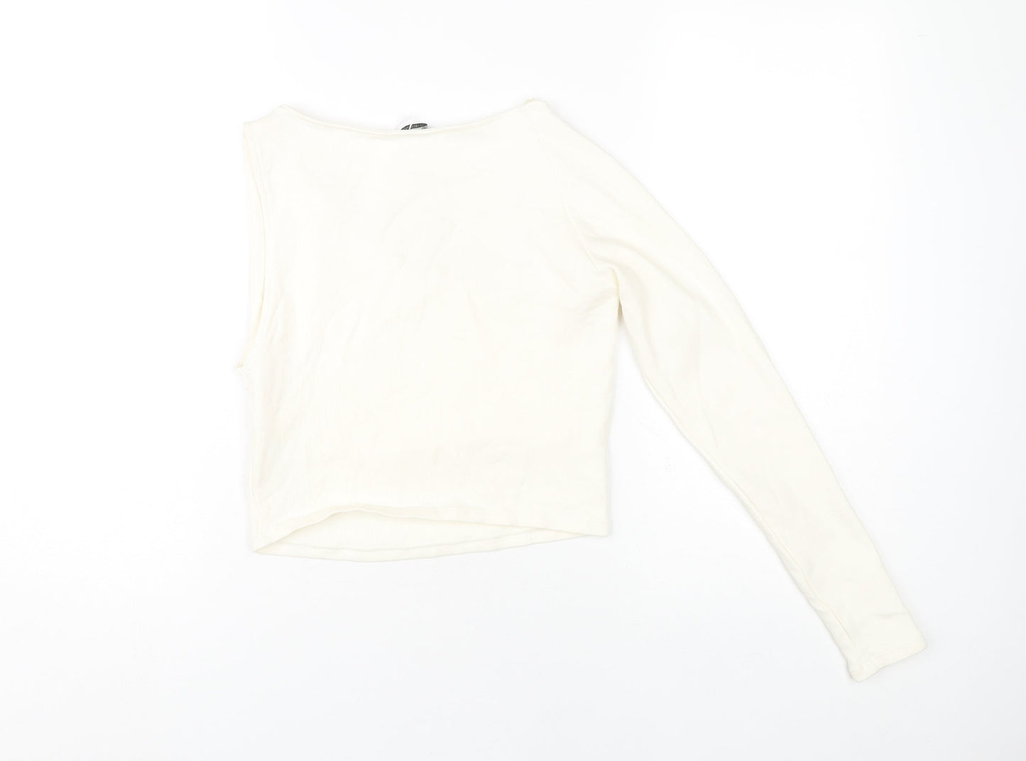 Zara Women's White One Shoulder Cropped Top Large