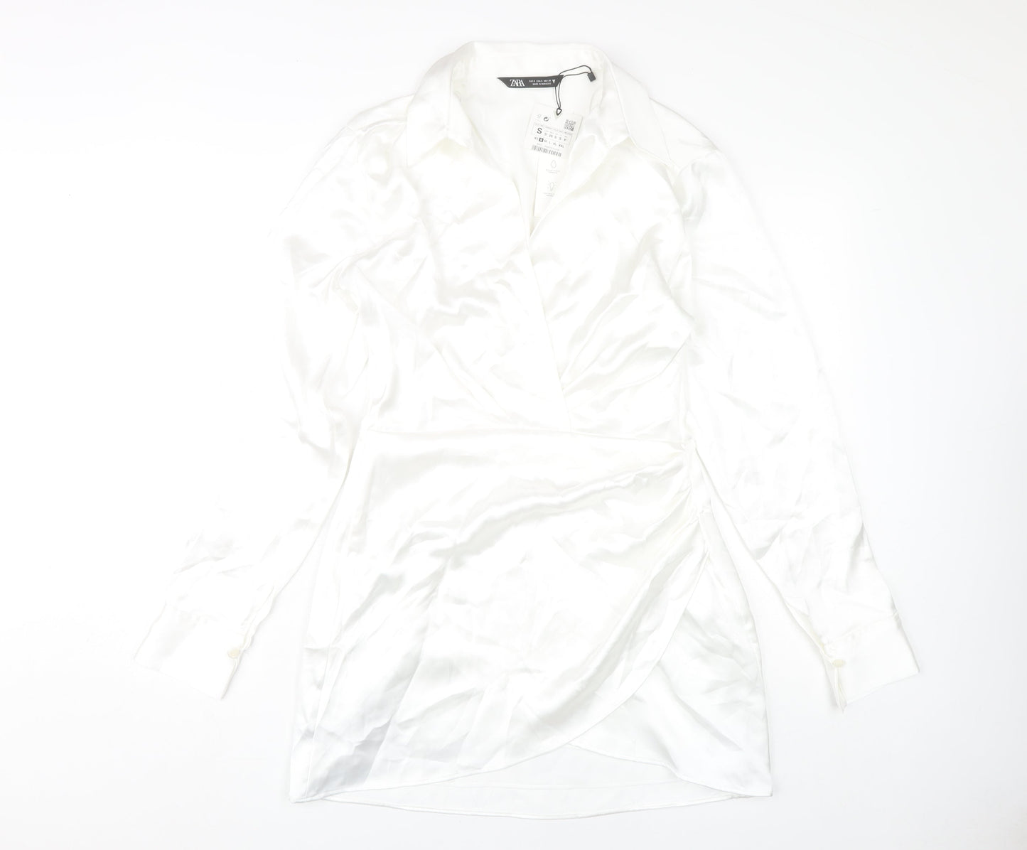 Zara Women's White Collared Dress Size S