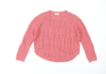 Additional front view of Marks & Spencer Women's Pink Cable-Knit jumper