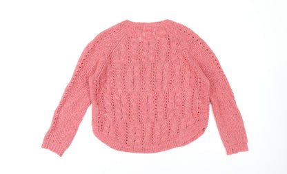Back view of Marks & Spencer Women's Pink Cable-Knit jumper