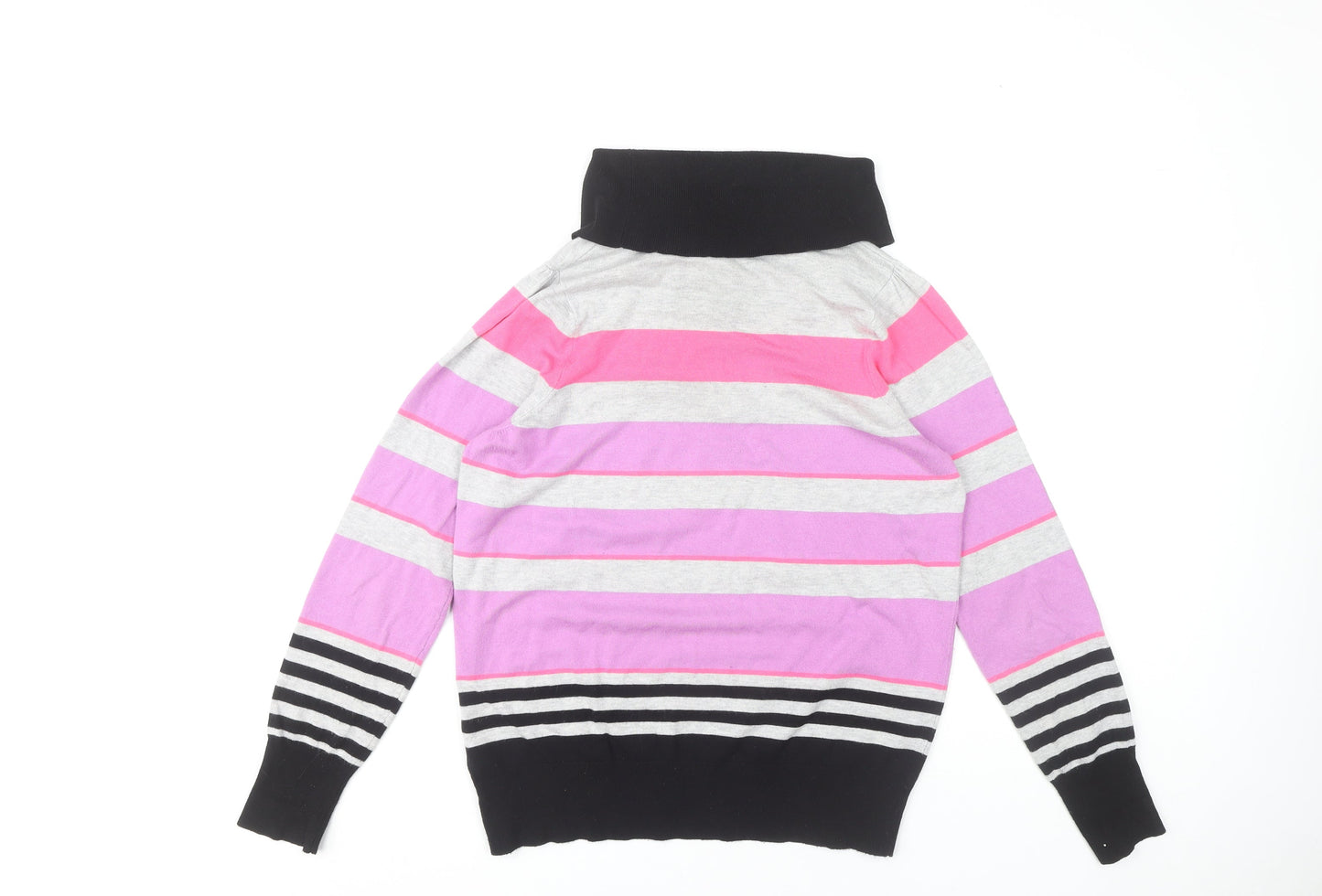 Marks and Spencer Women Pink Striped Cowl Neck Jumper