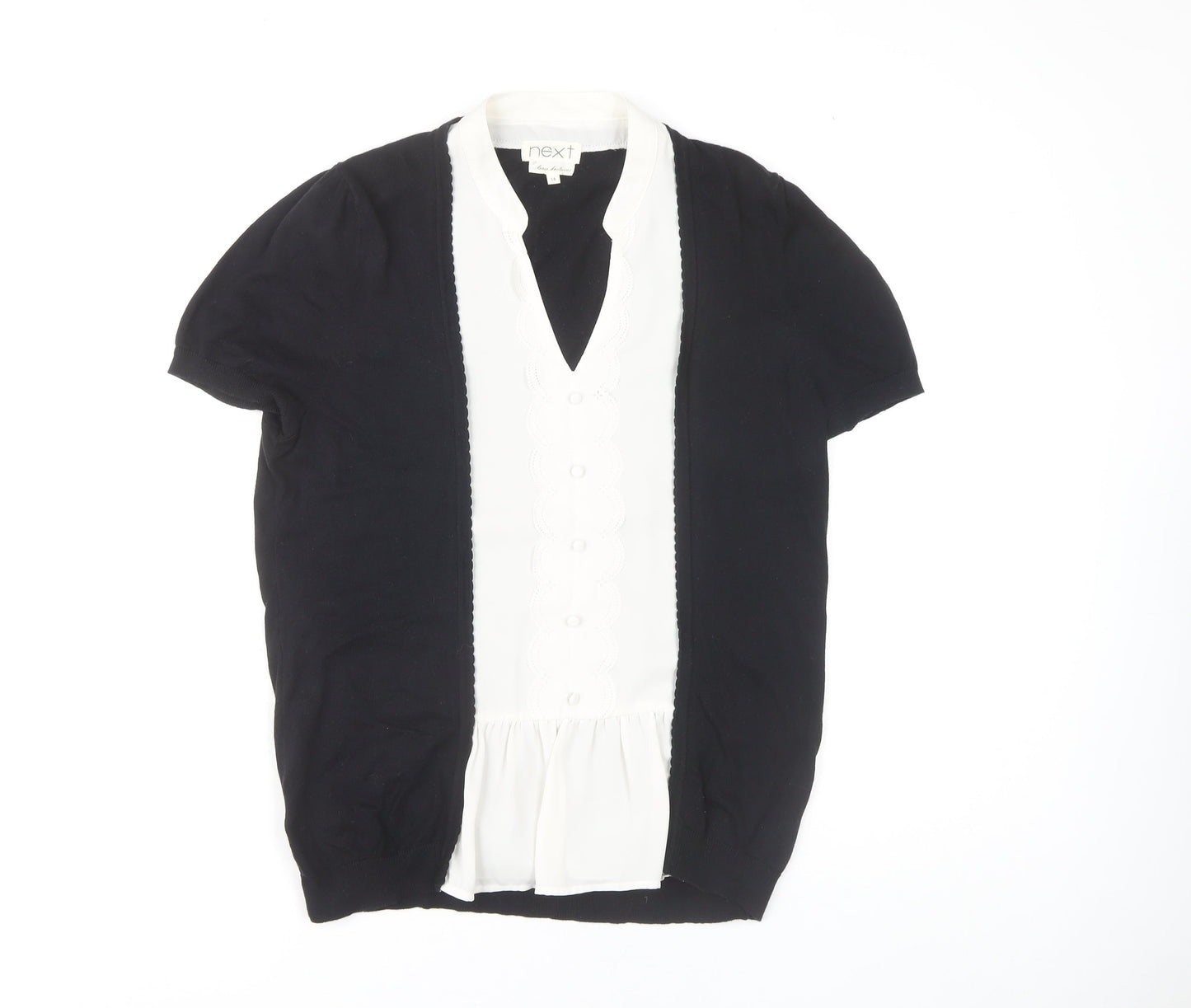 Next Women's Black V-Neck Short Sleeve Top, Size 16