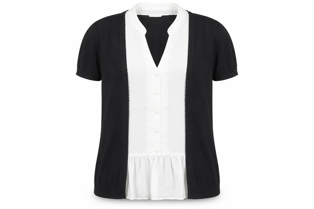Next Women's Black V-Neck Short Sleeve Top, Size 16