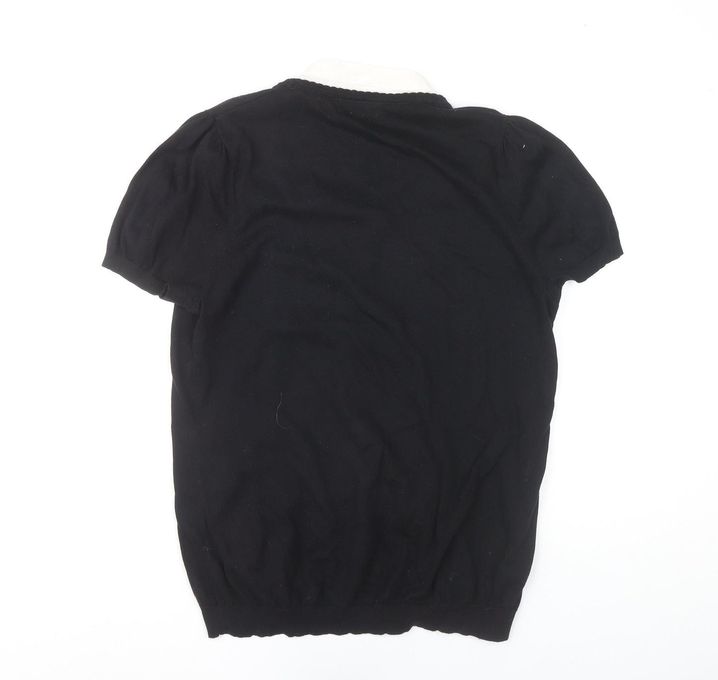 Next Women's Black V-Neck Short Sleeve Top, Size 16
