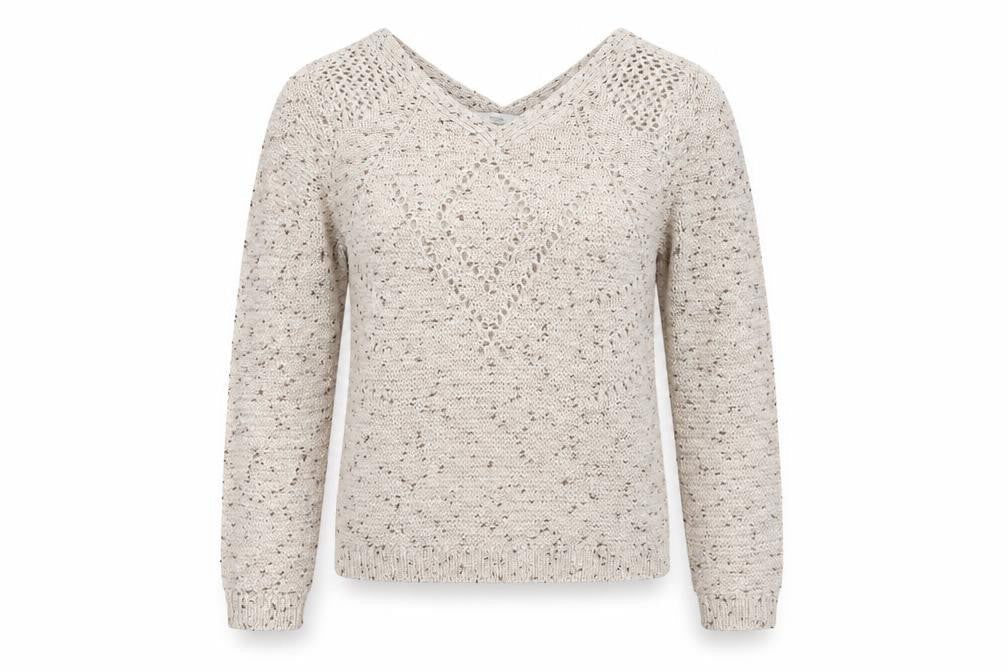 George Women's Beige V-Neck Pullover Jumper Size 8