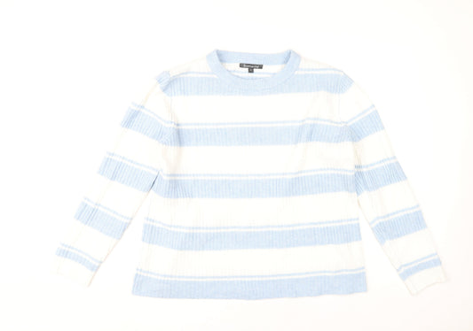 Bonmarché Women's Blue Striped Pullover Jumper Size 14