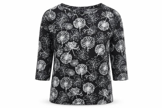 Marks and Spencer Women's Black Floral T-Shirt Size 12
