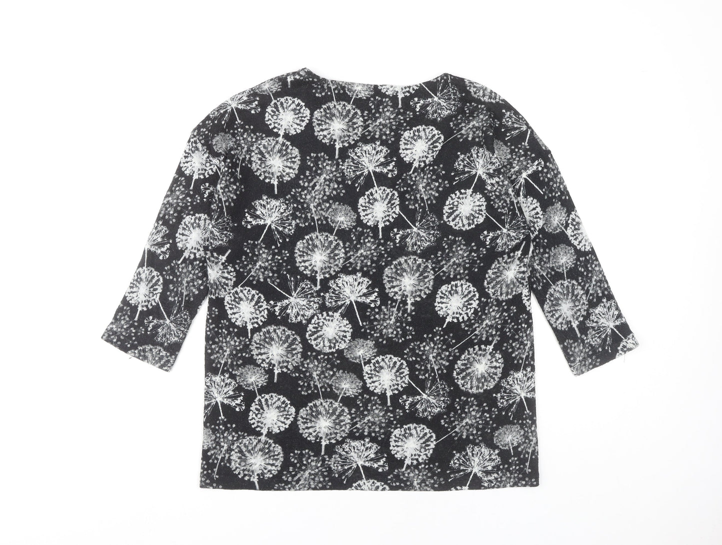 Marks and Spencer Women's Black Floral T-Shirt Size 12