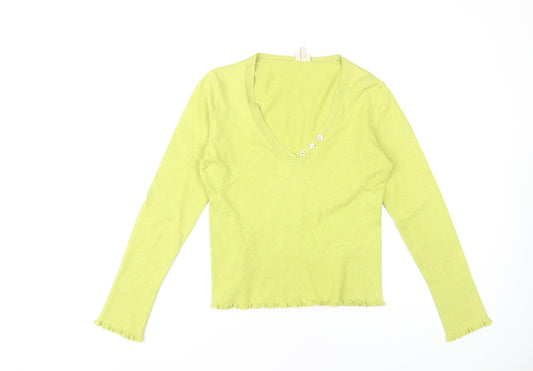 Whistles Women's Green V-Neck Jumper Size M